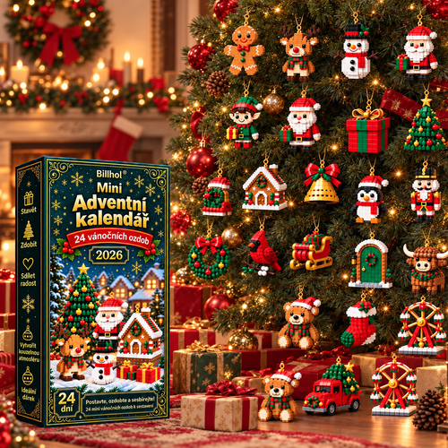 Billhol® Mini adventní kalendář s 24 vánočními ozdobami | 24 jedinečných vánočních modelů k sestavení, včetně háčků – ideální na vánoční stromečky, věnce a další vánoční dekorace 🐮